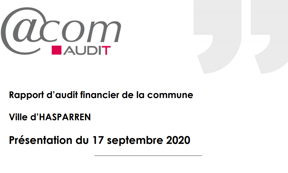 Rapport financier de la commune de la ville d'Hasparren - Présentation du 17 septembre 2020
